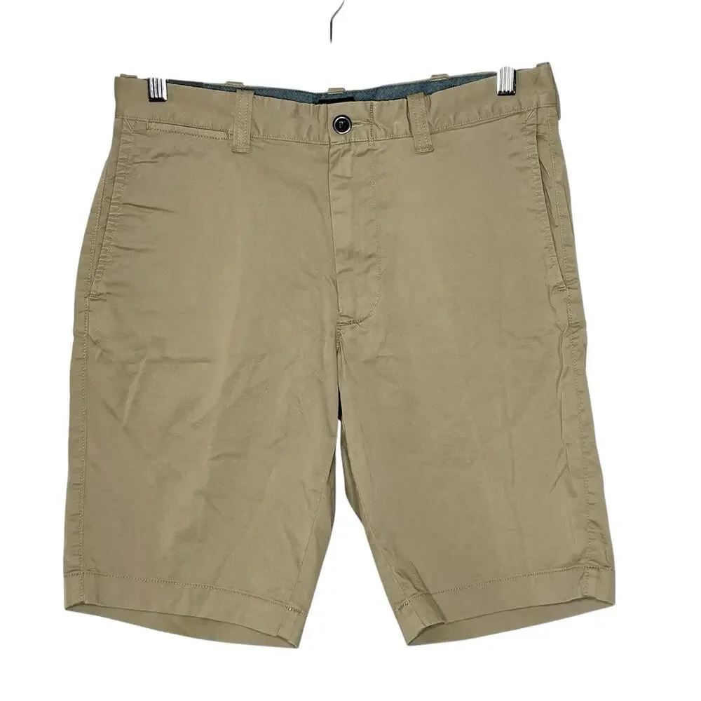 J Crew Mens 10” Stretch Chino Shorts Khaki Tan Size 30 Preppy